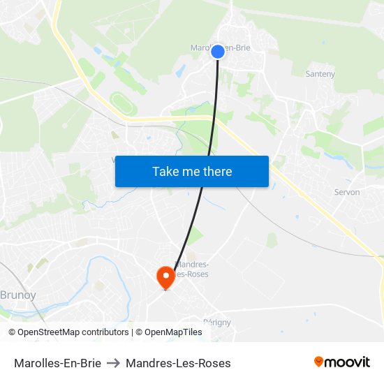 Marolles-En-Brie to Mandres-Les-Roses map