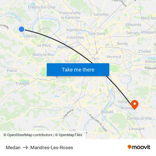 Medan to Mandres-Les-Roses map