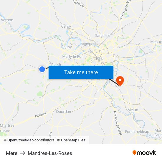 Mere to Mandres-Les-Roses map