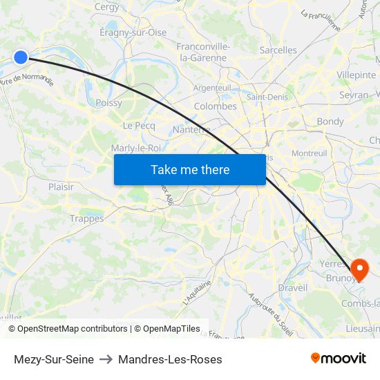 Mezy-Sur-Seine to Mandres-Les-Roses map