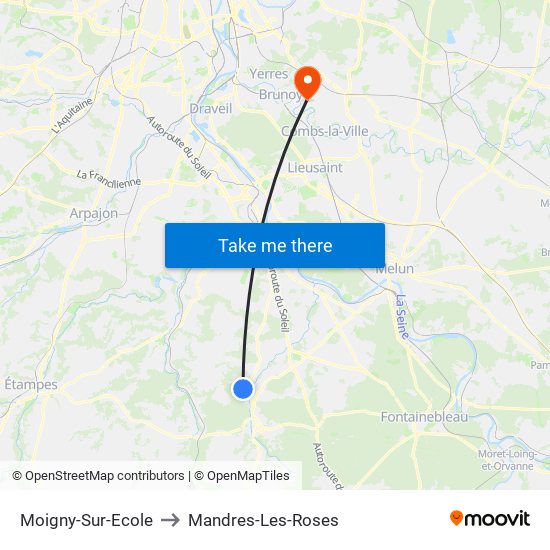 Moigny-Sur-Ecole to Mandres-Les-Roses map