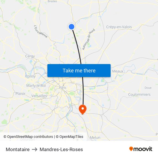Montataire to Mandres-Les-Roses map