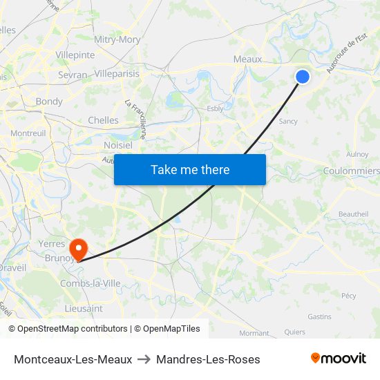 Montceaux-Les-Meaux to Mandres-Les-Roses map