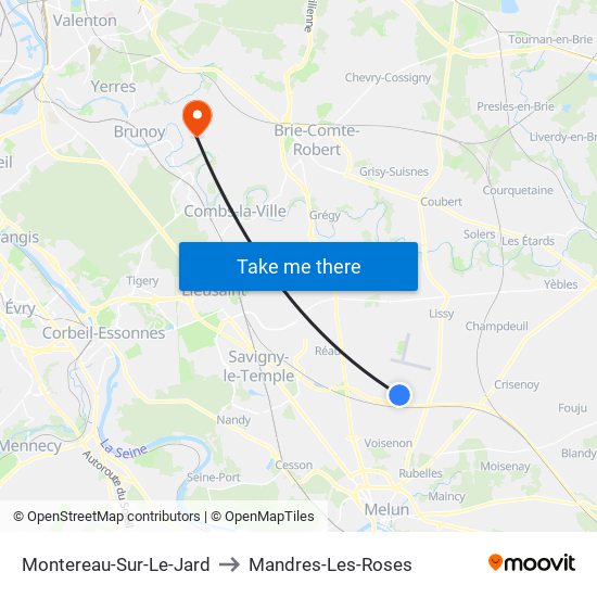 Montereau-Sur-Le-Jard to Mandres-Les-Roses map