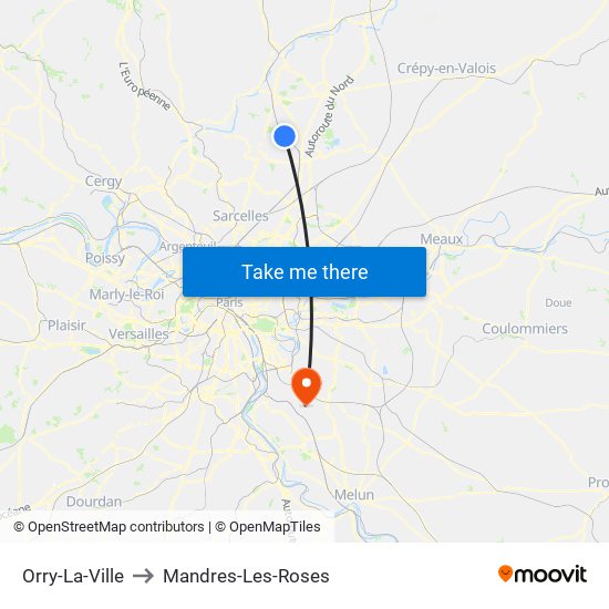 Orry-La-Ville to Mandres-Les-Roses map