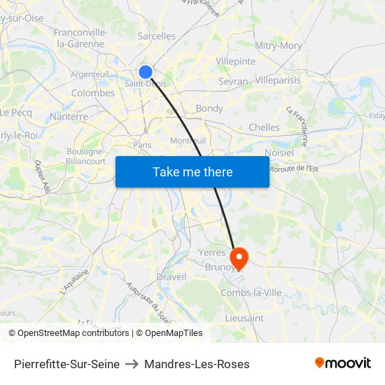 Pierrefitte-Sur-Seine to Mandres-Les-Roses map