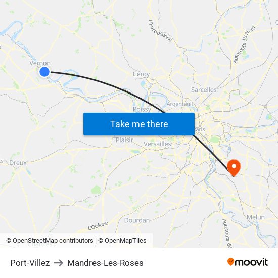 Port-Villez to Mandres-Les-Roses map