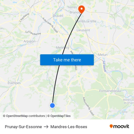 Prunay-Sur-Essonne to Mandres-Les-Roses map
