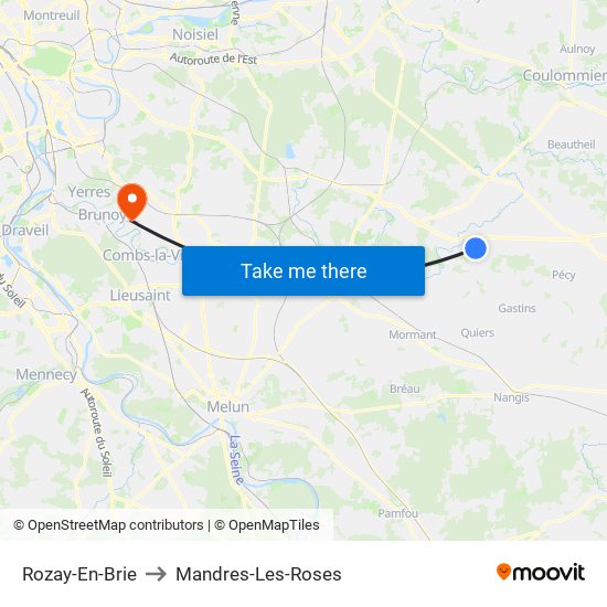 Rozay-En-Brie to Mandres-Les-Roses map