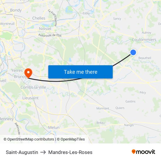 Saint-Augustin to Mandres-Les-Roses map