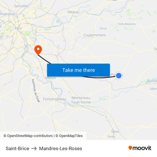 Saint-Brice to Mandres-Les-Roses map