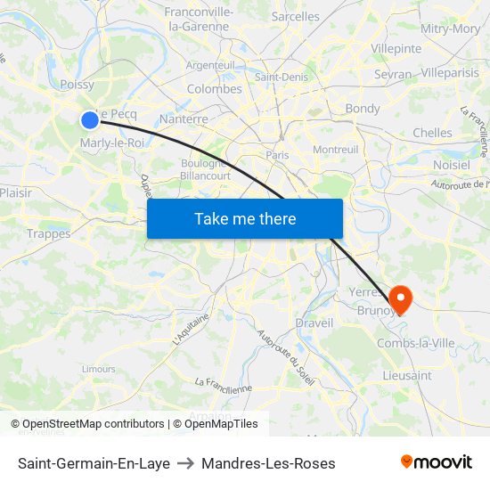 Saint-Germain-En-Laye to Mandres-Les-Roses map
