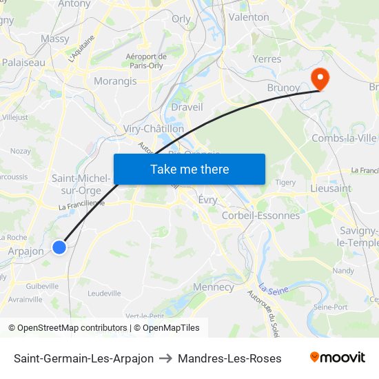 Saint-Germain-Les-Arpajon to Mandres-Les-Roses map
