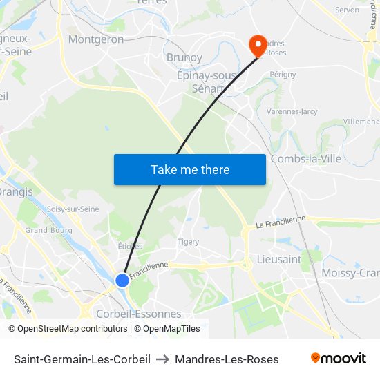 Saint-Germain-Les-Corbeil to Mandres-Les-Roses map