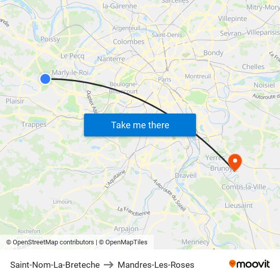 Saint-Nom-La-Breteche to Mandres-Les-Roses map