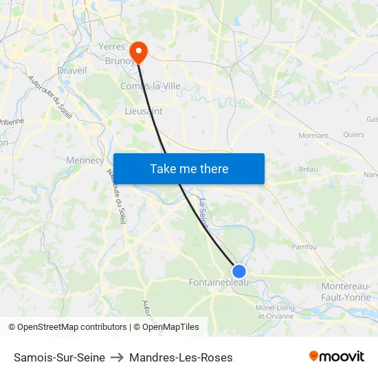 Samois-Sur-Seine to Mandres-Les-Roses map