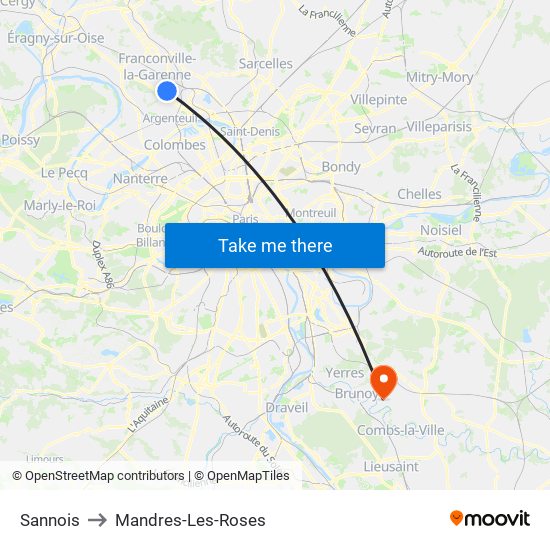 Sannois to Mandres-Les-Roses map