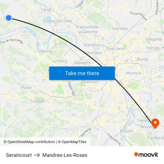 Seraincourt to Mandres-Les-Roses map