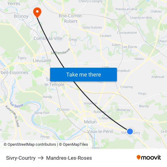 Sivry-Courtry to Mandres-Les-Roses map