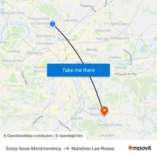 Soisy-Sous-Montmorency to Mandres-Les-Roses map