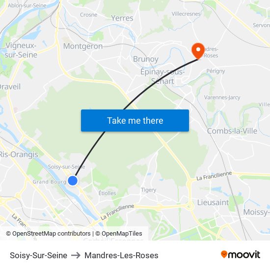 Soisy-Sur-Seine to Mandres-Les-Roses map