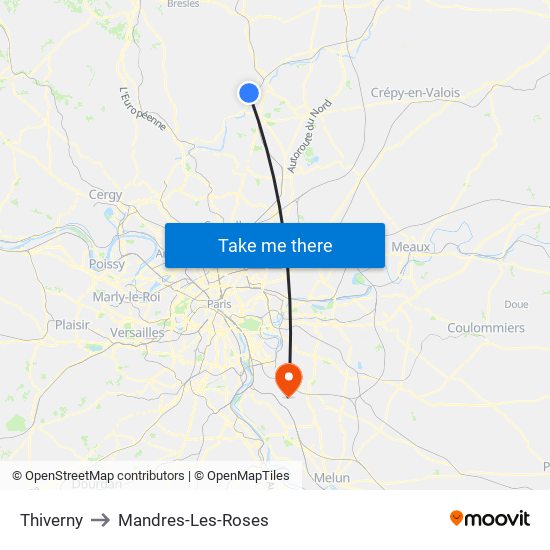 Thiverny to Mandres-Les-Roses map