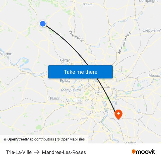 Trie-La-Ville to Mandres-Les-Roses map