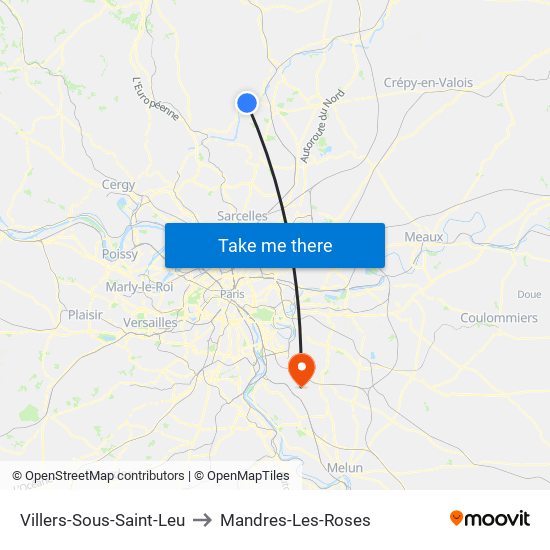 Villers-Sous-Saint-Leu to Mandres-Les-Roses map