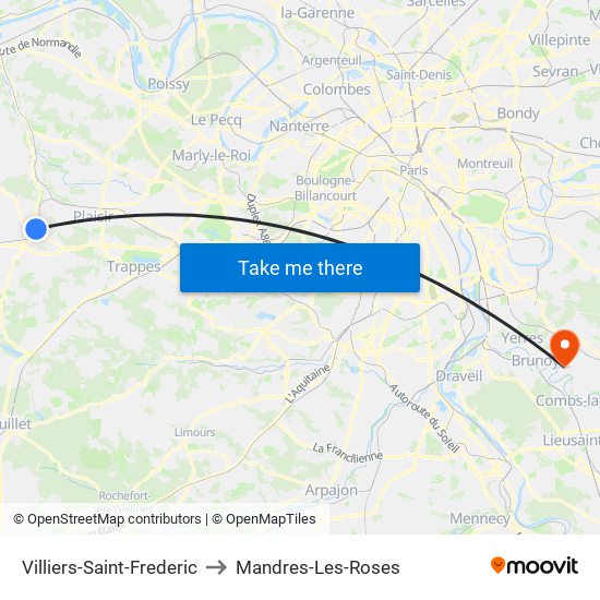 Villiers-Saint-Frederic to Mandres-Les-Roses map