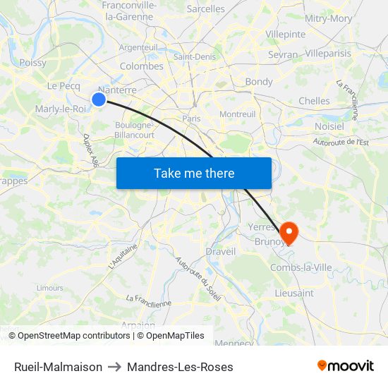Rueil-Malmaison to Mandres-Les-Roses map