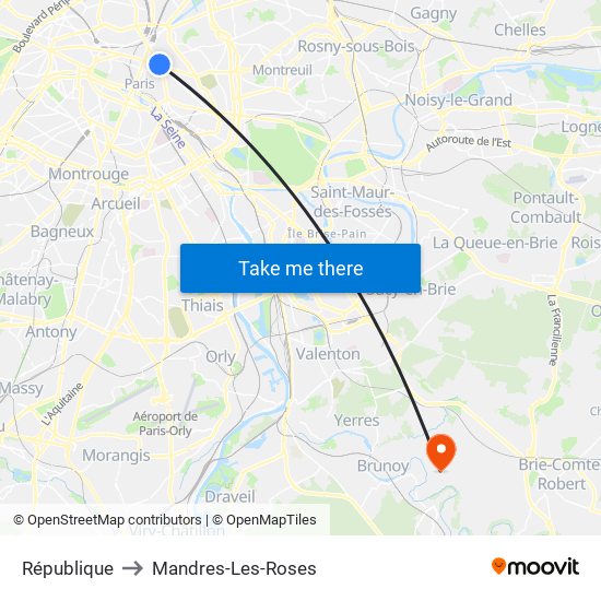 République to Mandres-Les-Roses map