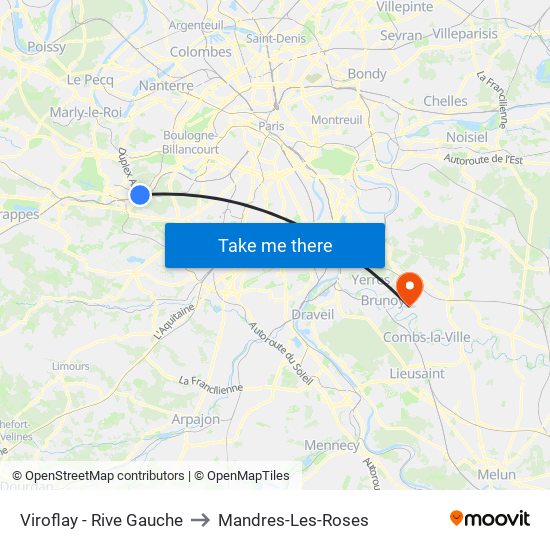 Viroflay - Rive Gauche to Mandres-Les-Roses map