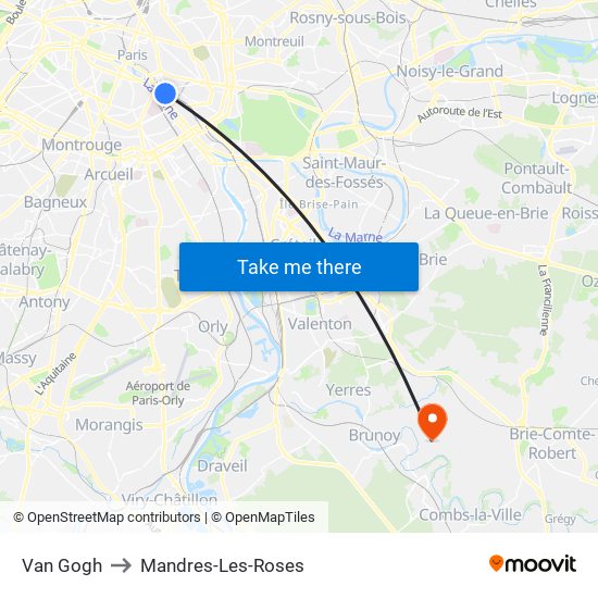 Van Gogh to Mandres-Les-Roses map