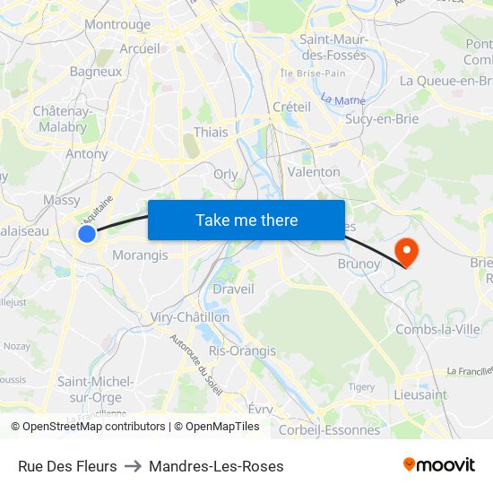 Rue Des Fleurs to Mandres-Les-Roses map