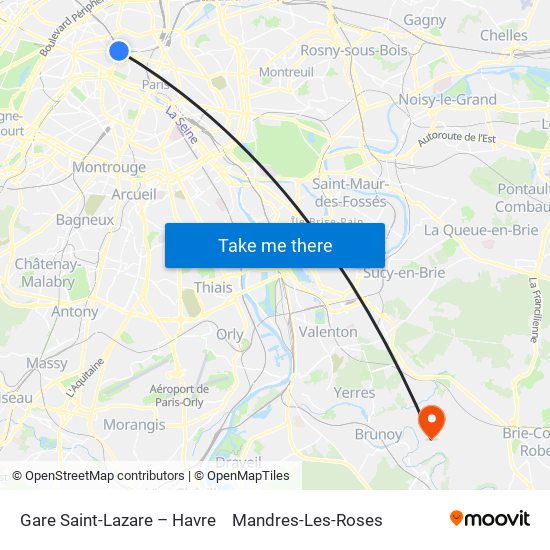 Gare Saint-Lazare – Havre to Mandres-Les-Roses map