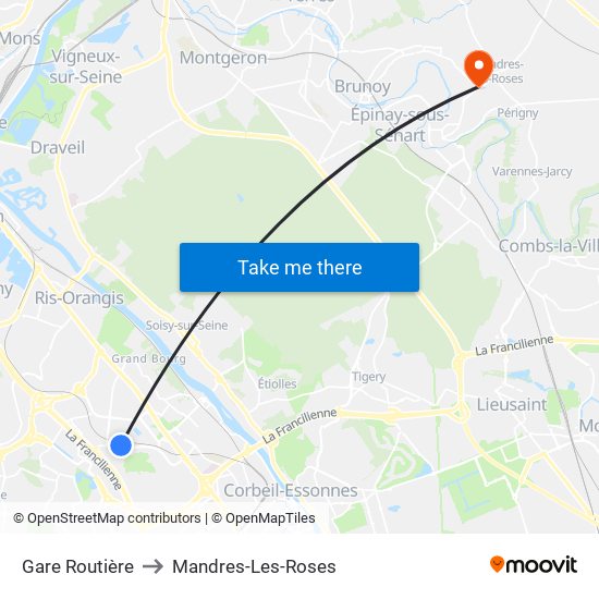Gare Routière to Mandres-Les-Roses map
