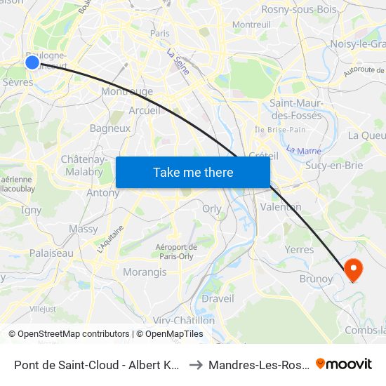 Pont de Saint-Cloud - Albert Kahn to Mandres-Les-Roses map