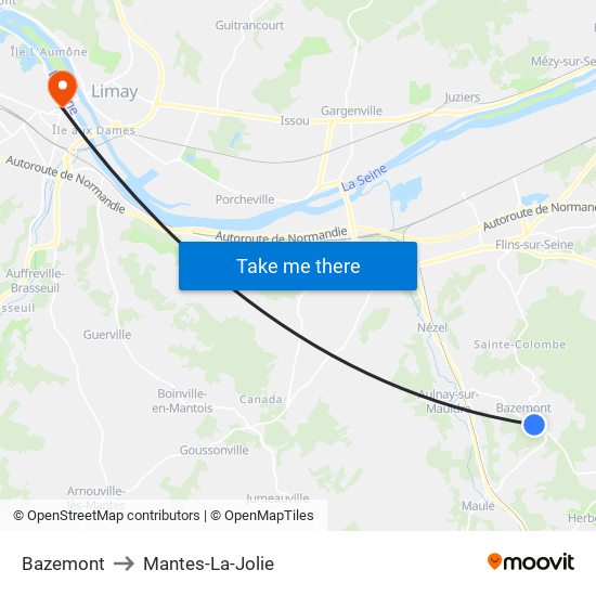 Bazemont to Mantes-La-Jolie map