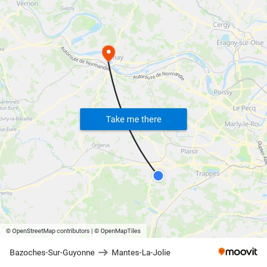 Bazoches-Sur-Guyonne to Mantes-La-Jolie map