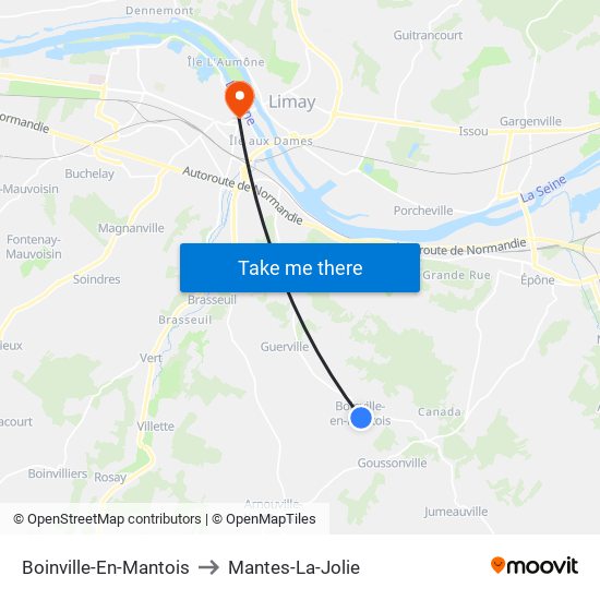 Boinville-En-Mantois to Mantes-La-Jolie map