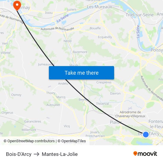 Bois-D'Arcy to Mantes-La-Jolie map