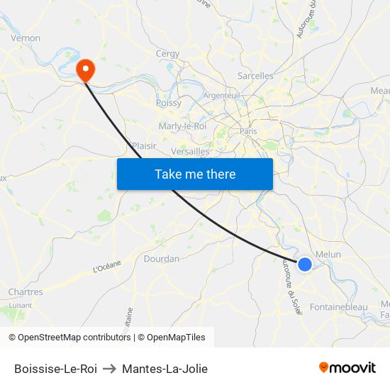 Boissise-Le-Roi to Mantes-La-Jolie map