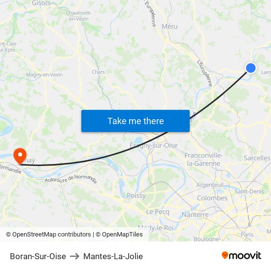 Boran-Sur-Oise to Mantes-La-Jolie map