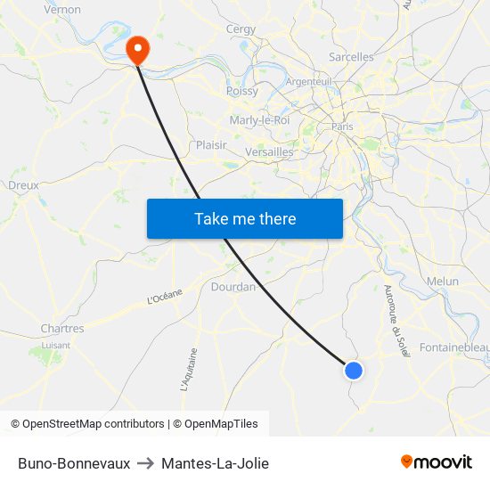 Buno-Bonnevaux to Mantes-La-Jolie map