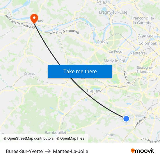 Bures-Sur-Yvette to Mantes-La-Jolie map
