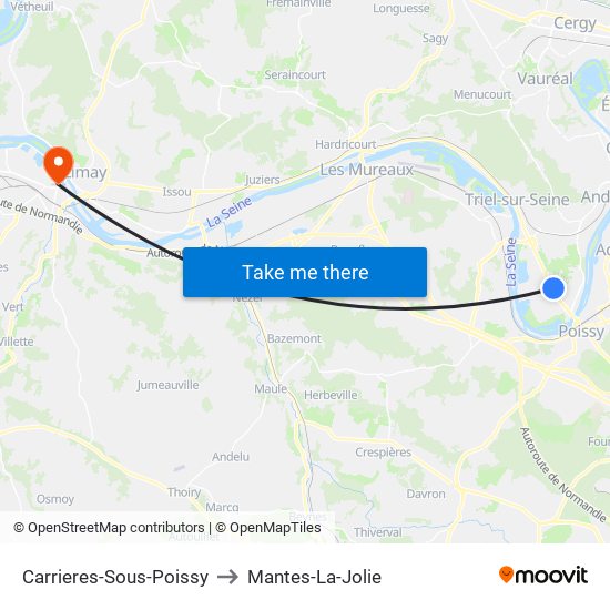 Carrieres-Sous-Poissy to Mantes-La-Jolie map
