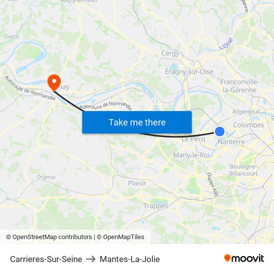 Carrieres-Sur-Seine to Mantes-La-Jolie map