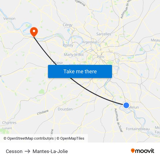 Cesson to Mantes-La-Jolie map