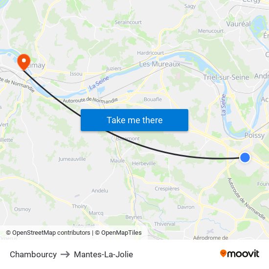 Chambourcy to Mantes-La-Jolie map