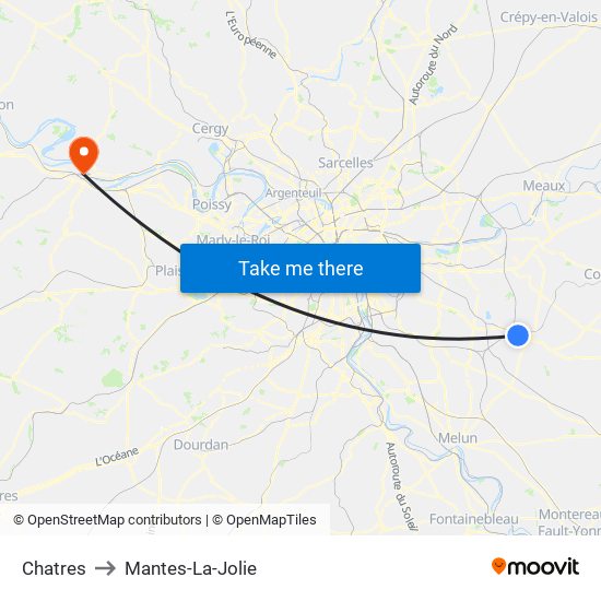 Chatres to Mantes-La-Jolie map